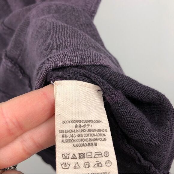 We the Free by FP The Posh Polo Tee Linen Blend Purple XS - Picture 7 of 9